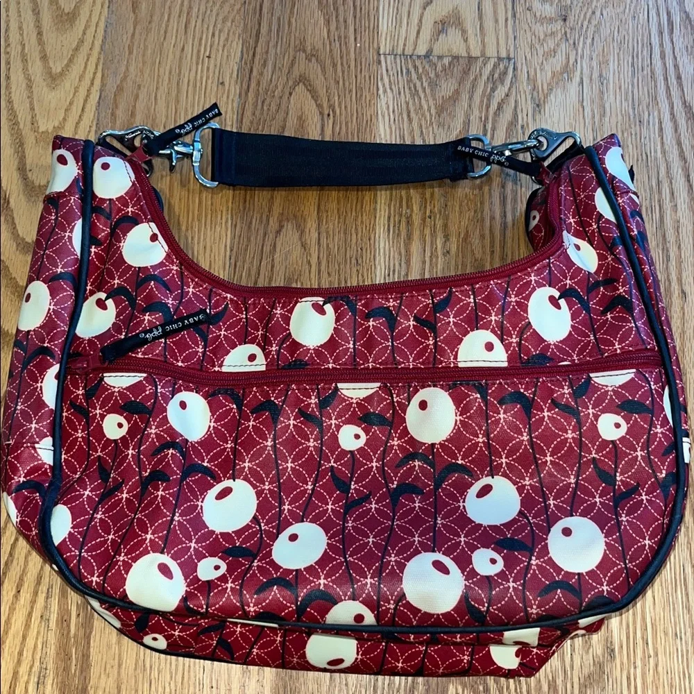 Petunia Pickle Bottom Red and White Floral Baby Bag